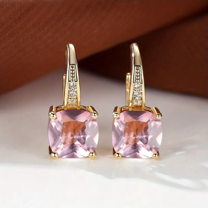 Boucles d'oreilles en anneau en pierre mystique en or