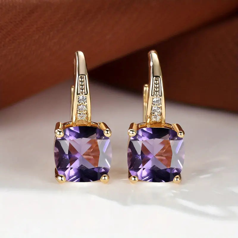 Boucles d'oreilles en anneau en pierre mystique en or