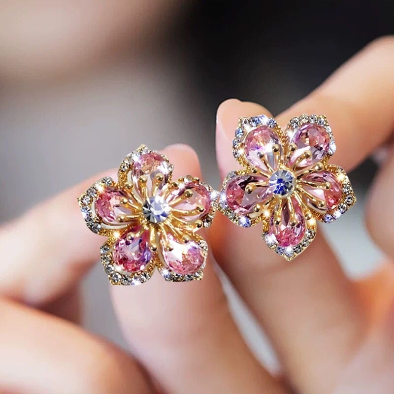 Boucles d'oreilles en argent avec des zirconiums colorés