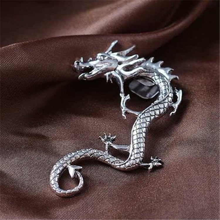 Boucles d'oreilles en forme de dragon en or blanc