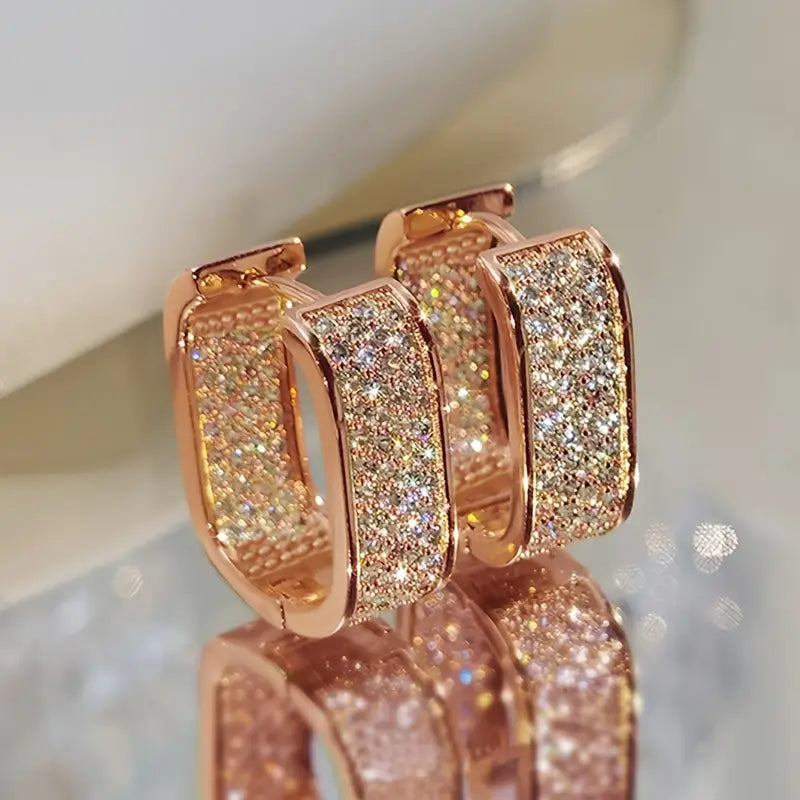 Boucles d'oreilles en cristal luxueuses en or