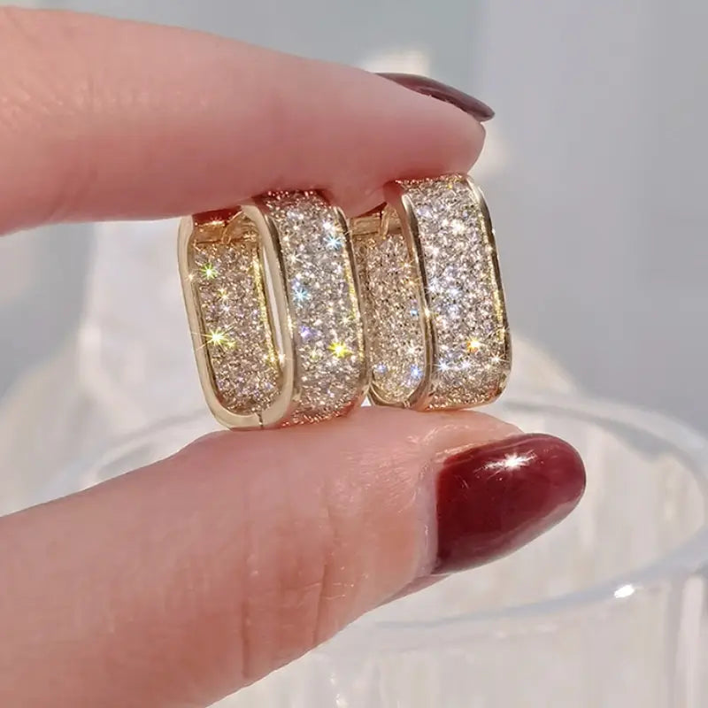 Boucles d'oreilles en cristal luxueuses en or