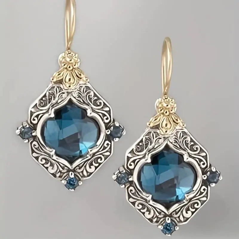 Boucles d'oreilles en cristaux bleus en or