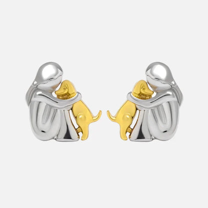 Boucles d'oreilles en deux couleurs, argent et or