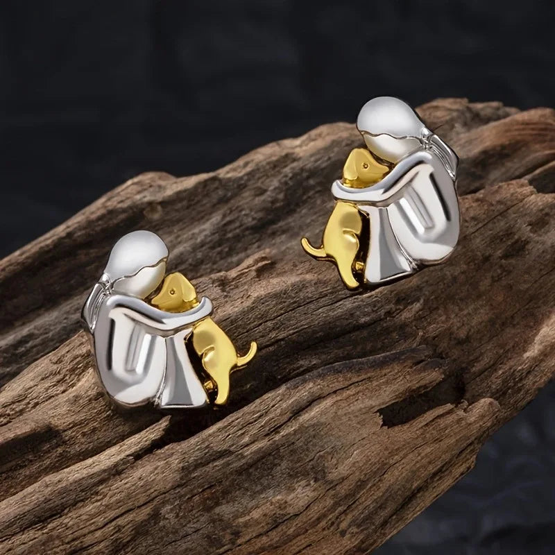 Boucles d'oreilles en deux couleurs, or blanc et or en or blanc