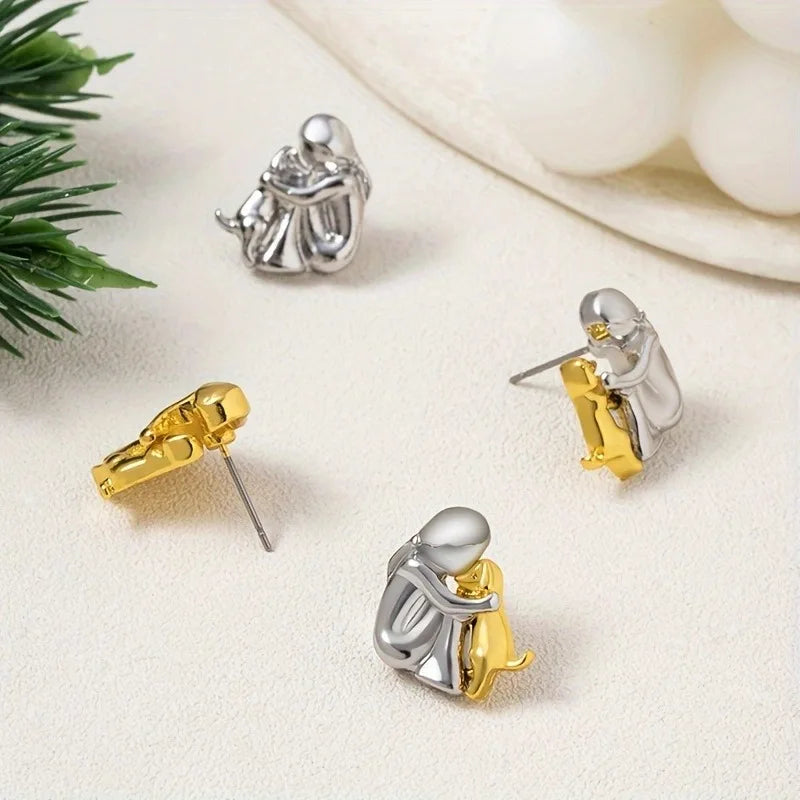 Boucles d'oreilles en deux couleurs, or blanc et or en or blanc