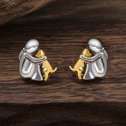 Boucles d'oreilles en deux couleurs, argent et or