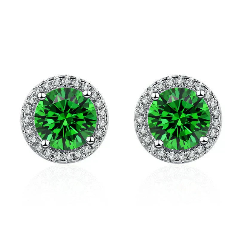 Boucles d'oreilles en émeraudes et diamants en or
