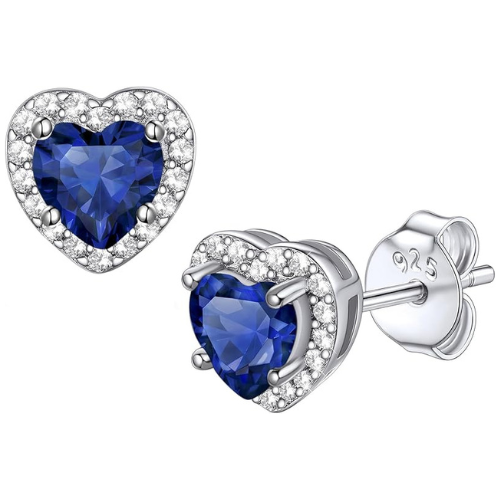 Boucles d'oreilles en forme de cœur en saphir en or blanc