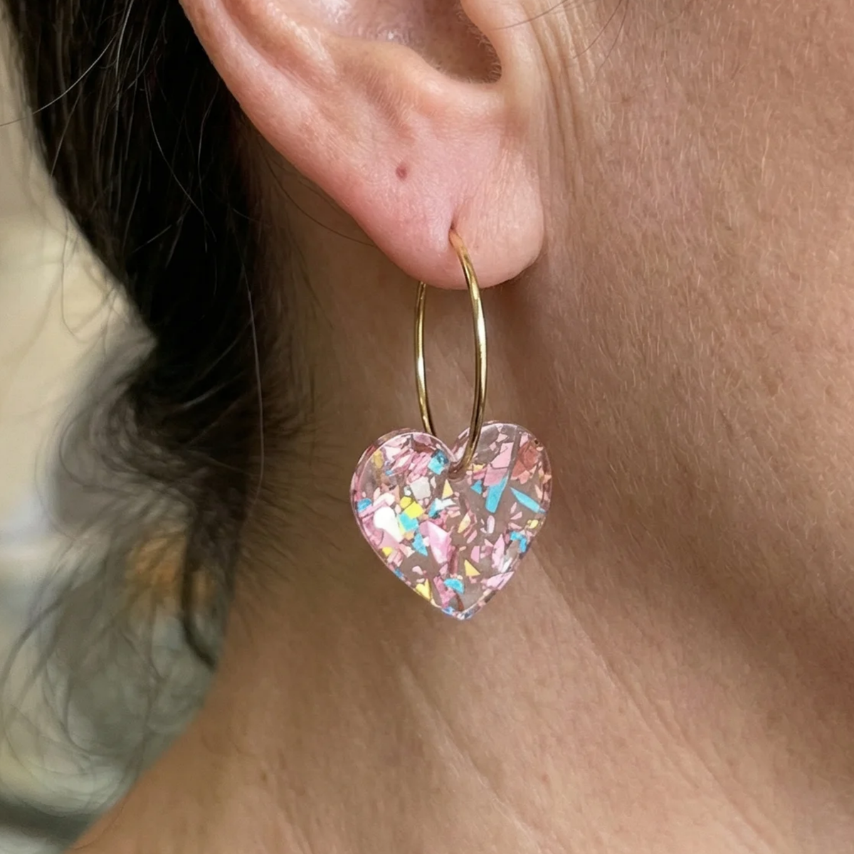 Boucles d'oreilles en forme de cœur en sucre en or