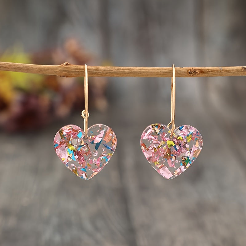 Boucles d'oreilles en forme de cœur en sucre en or