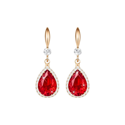 Boucles d'oreilles en forme de goutte de rubis | Or rose