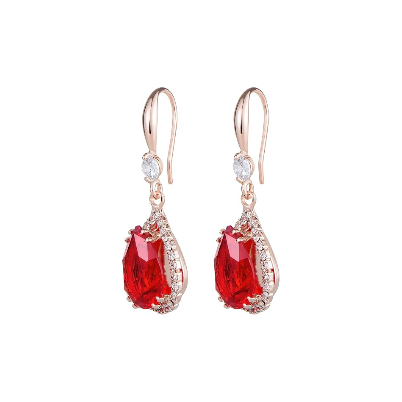 Boucles d'oreilles en forme de goutte de ruby en or rose
