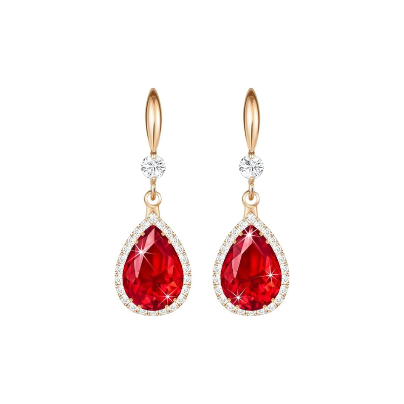 Boucles d'oreilles en forme de goutte de ruby en or rose