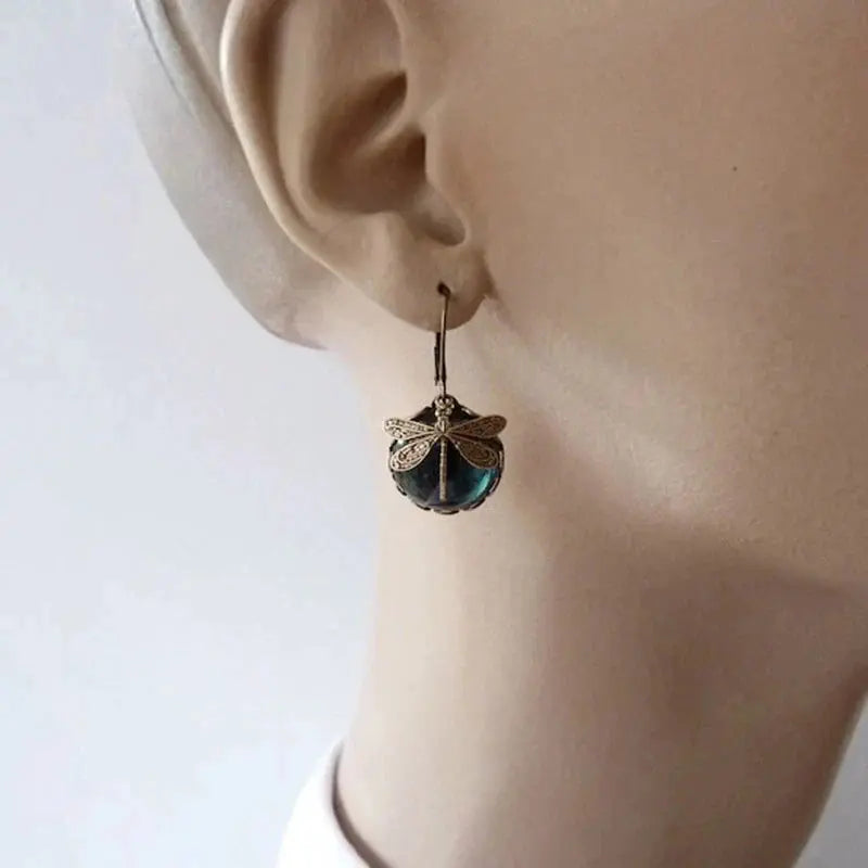 Boucles d'oreilles en forme de sphère vieilli en or