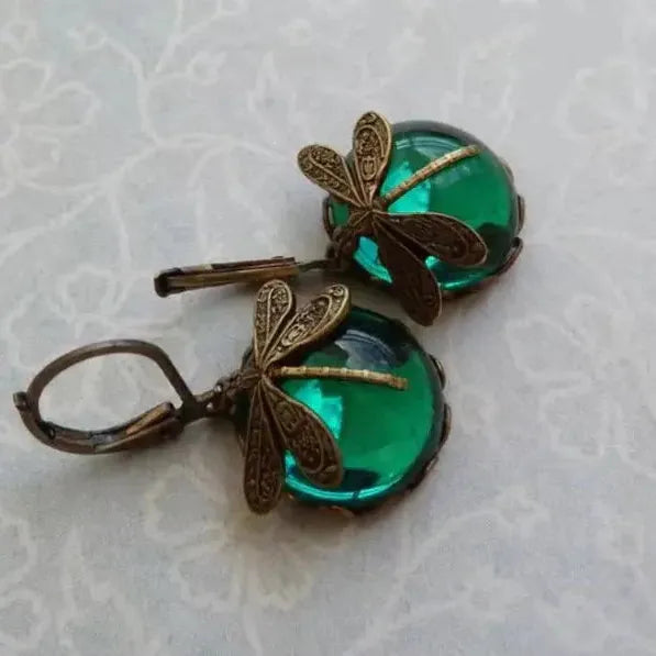 Boucles d'oreilles en forme de sphère vieilli en or