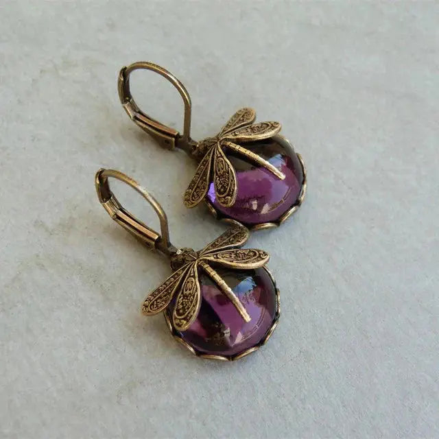 Boucles d'oreilles en forme de sphère vieilli en or