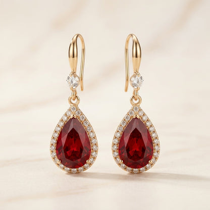 Boucles d'oreilles en gouttes de rubis