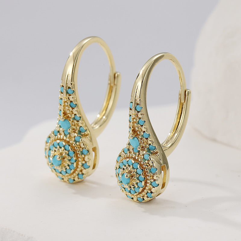Boucles d'oreilles en grappe turquoise Valenne en or