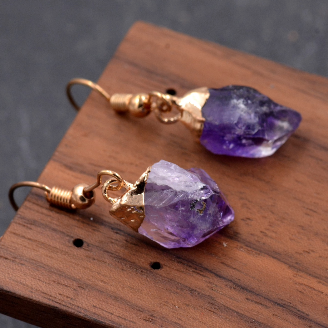 Boucles d'oreilles avec améthyste en or