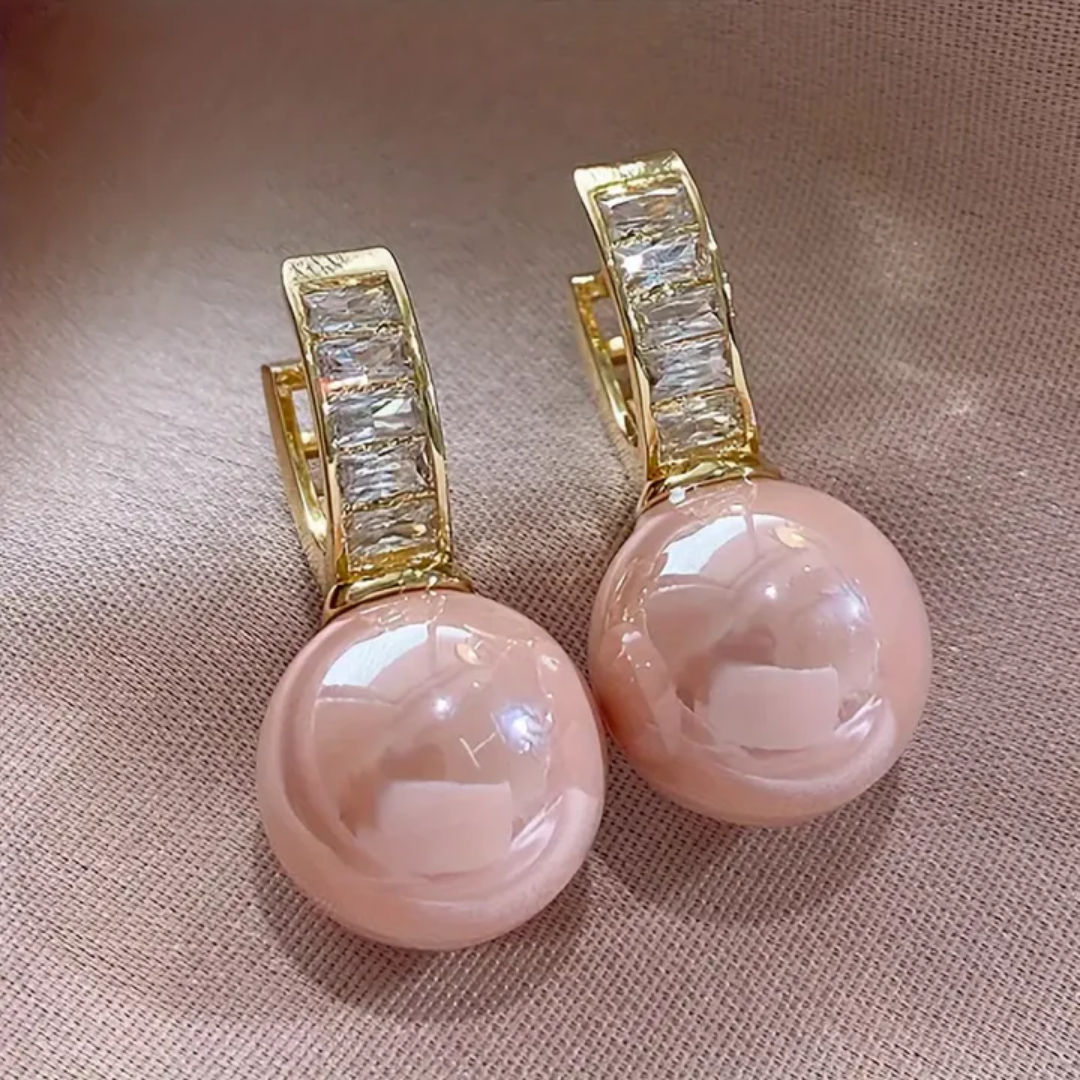 Boucles d'oreilles à brillants roses en or