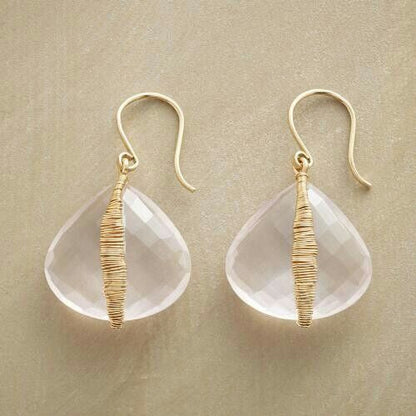 Boucles d'oreilles en or faites à la main avec cristal blanc