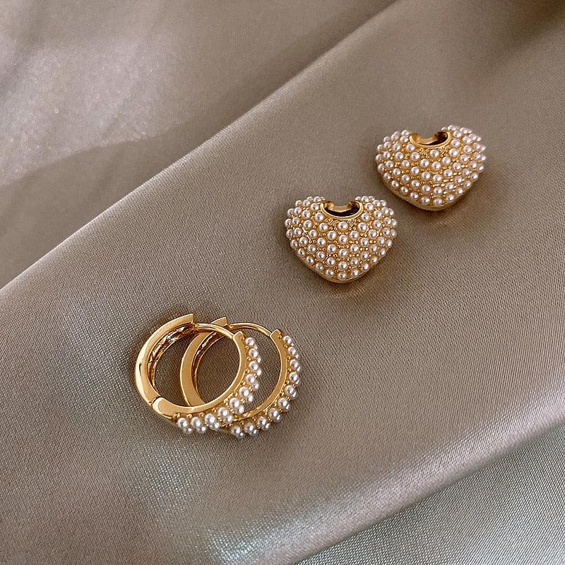 Boucles d'oreilles en perles d'amour en or