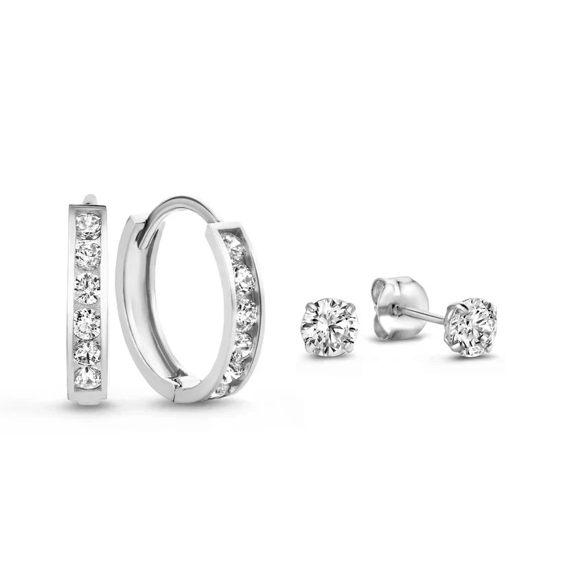 Boucles d'oreilles en pierre Dara brillante en or blanc