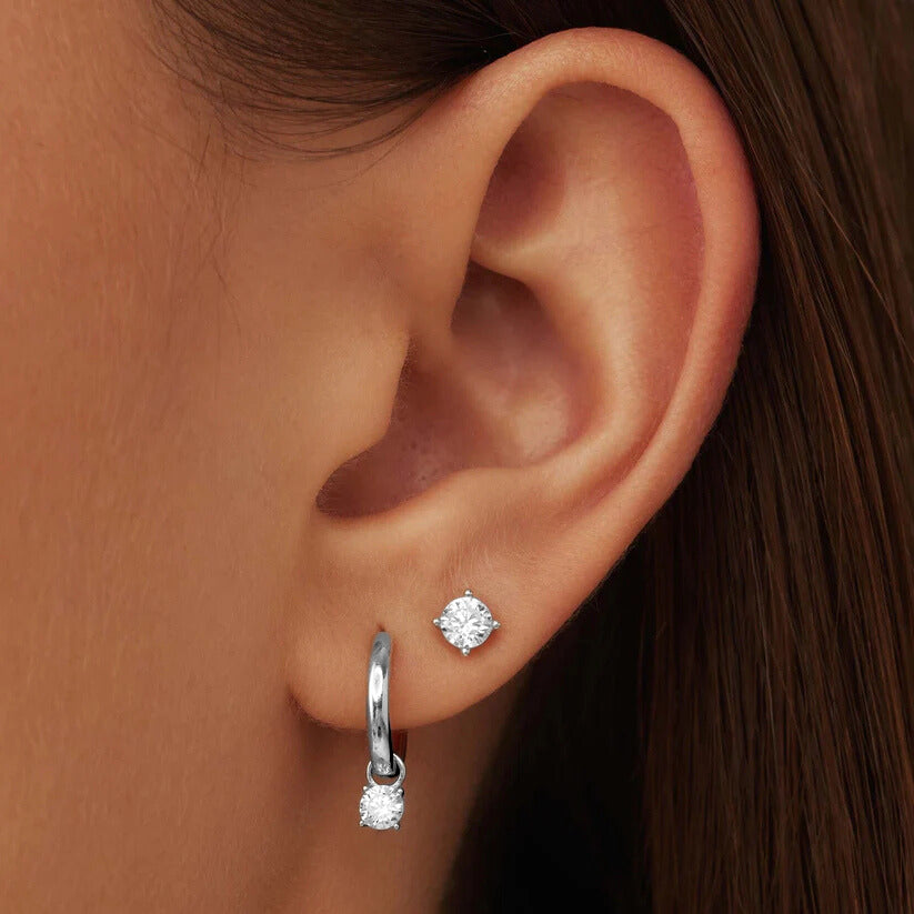 Boucles d'oreilles en pierre larmes de lune en or blanc