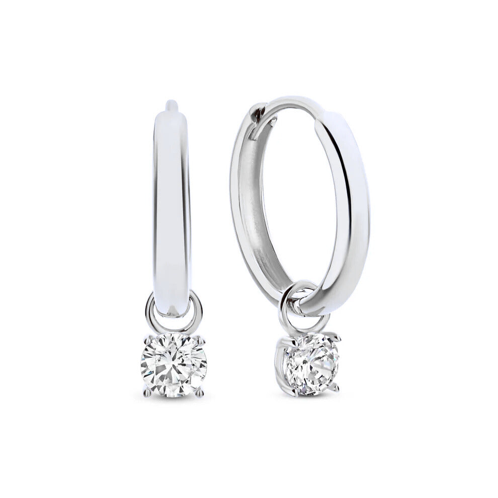 Boucles d'oreilles en pierre larmes de lune en or blanc