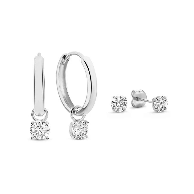 Boucles d'oreilles en pierre larmes de lune en or blanc