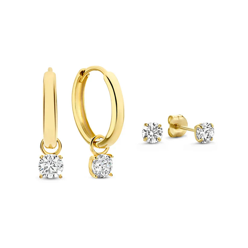 Boucles d'oreilles en pierre larmes de lune en or