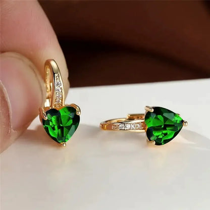 Boucles d'oreilles en pierre cœur émeraude