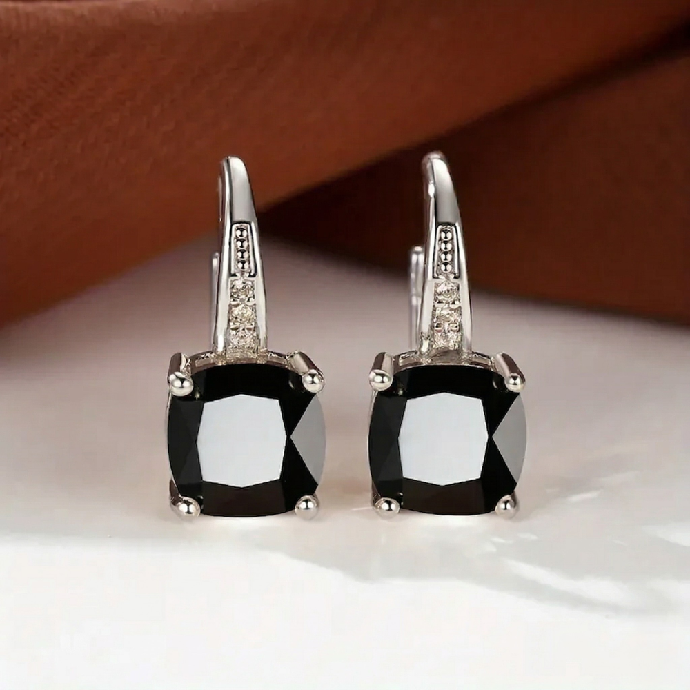 Boucles d'oreilles en pierre mystique en or blanc