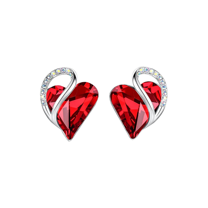 Boucles d'oreilles en rubis en forme de cœur infini en or blanc