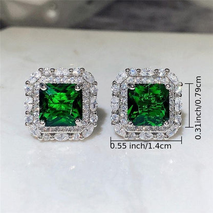 Boucles d'oreilles en zircon et émeraude