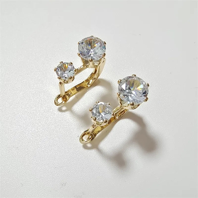 Boucles d'oreilles à brillants européen et américain en or