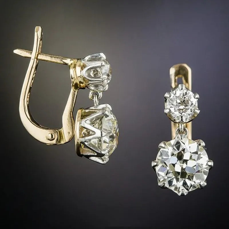 Boucles d'oreilles à brillants européen et américain en or
