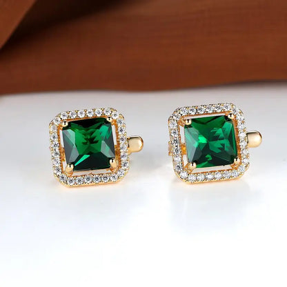 Boucles d'oreilles en zircone cubique vert doré | Or