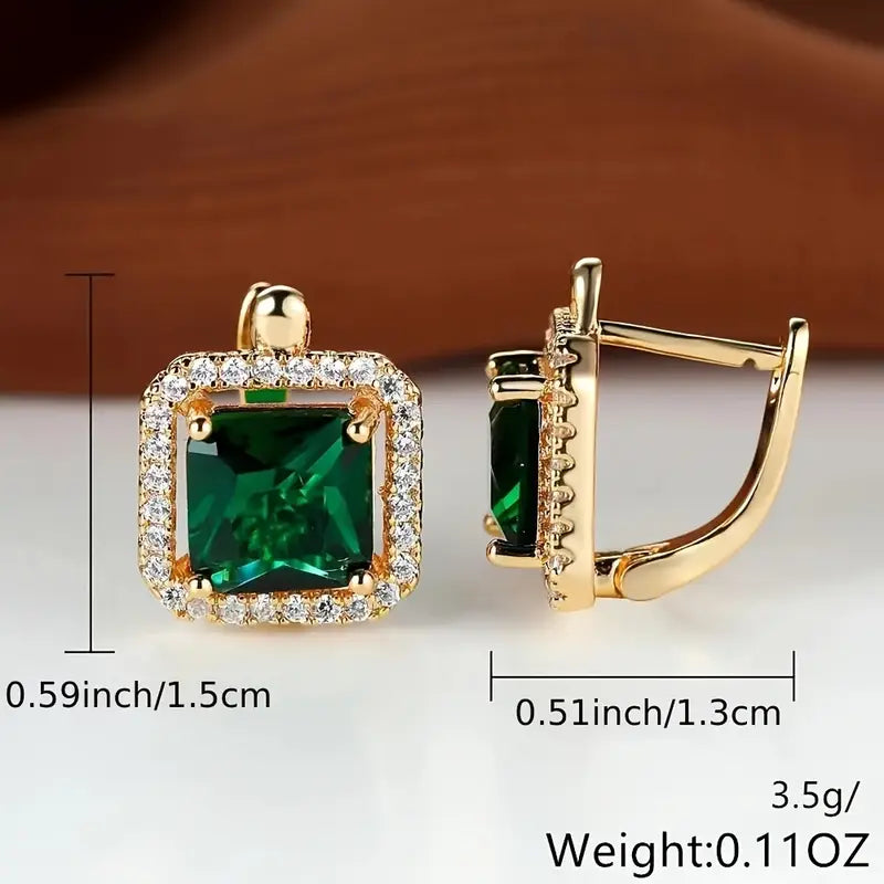 Boucles d'oreilles à brillants verts en or