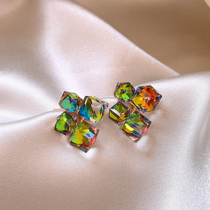 Boucles d'oreilles en zirconium coloré en or élégant
