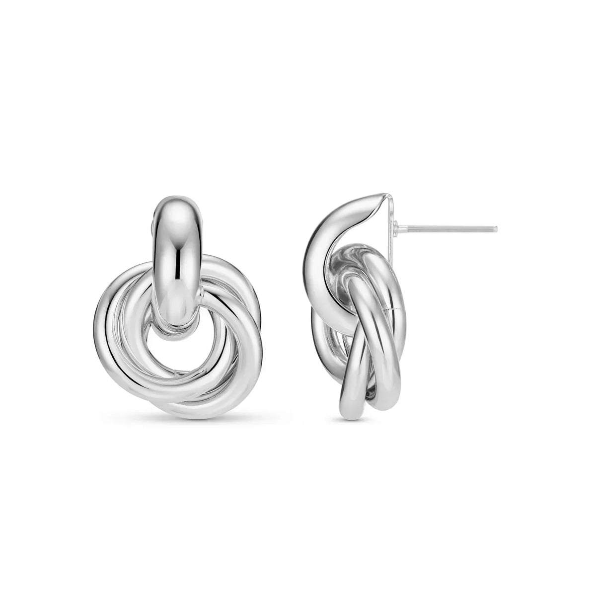 Boucles d'oreilles entrelacées en or blanc