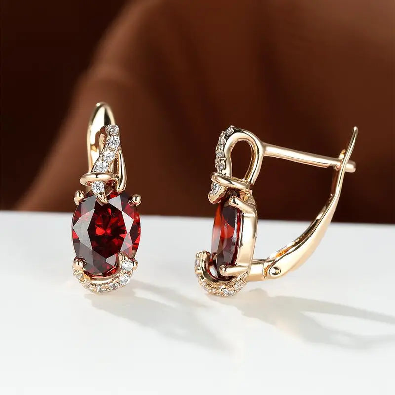 Boucles d'oreilles goutte en crépuscule cramoisi en or