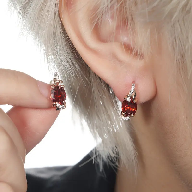 Boucles d'oreilles goutte en crépuscule cramoisi en or