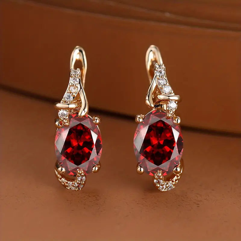 Boucles d'oreilles goutte en crépuscule cramoisi en or