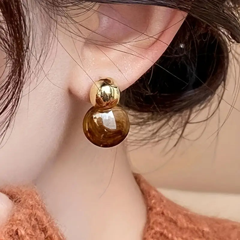 Boucles d'oreilles pendantes Aurélie Amber en or