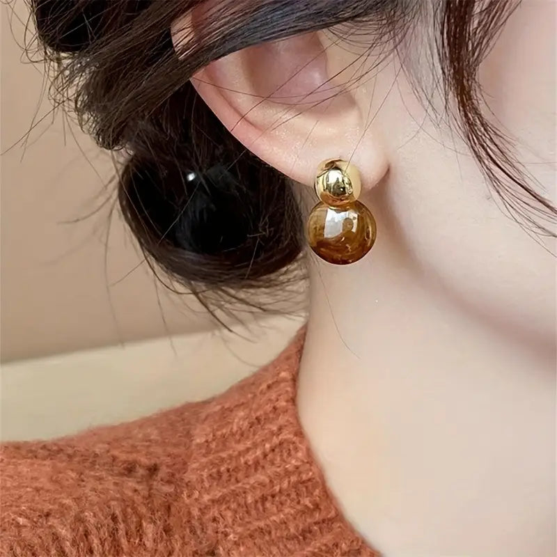 Boucles d'oreilles pendantes Aurélie Amber en or