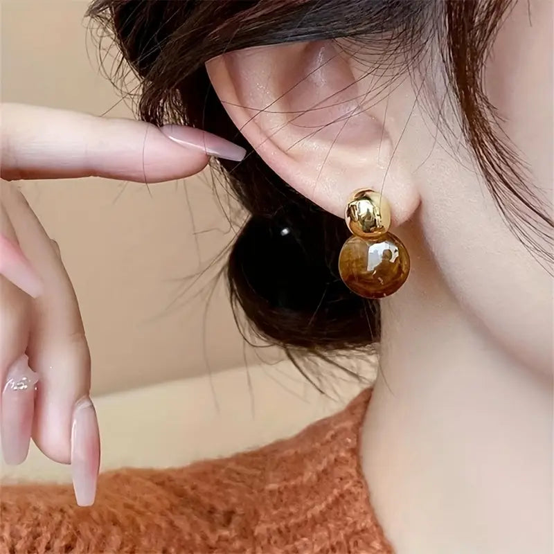 Boucles d'oreilles pendantes Aurélie Amber en or