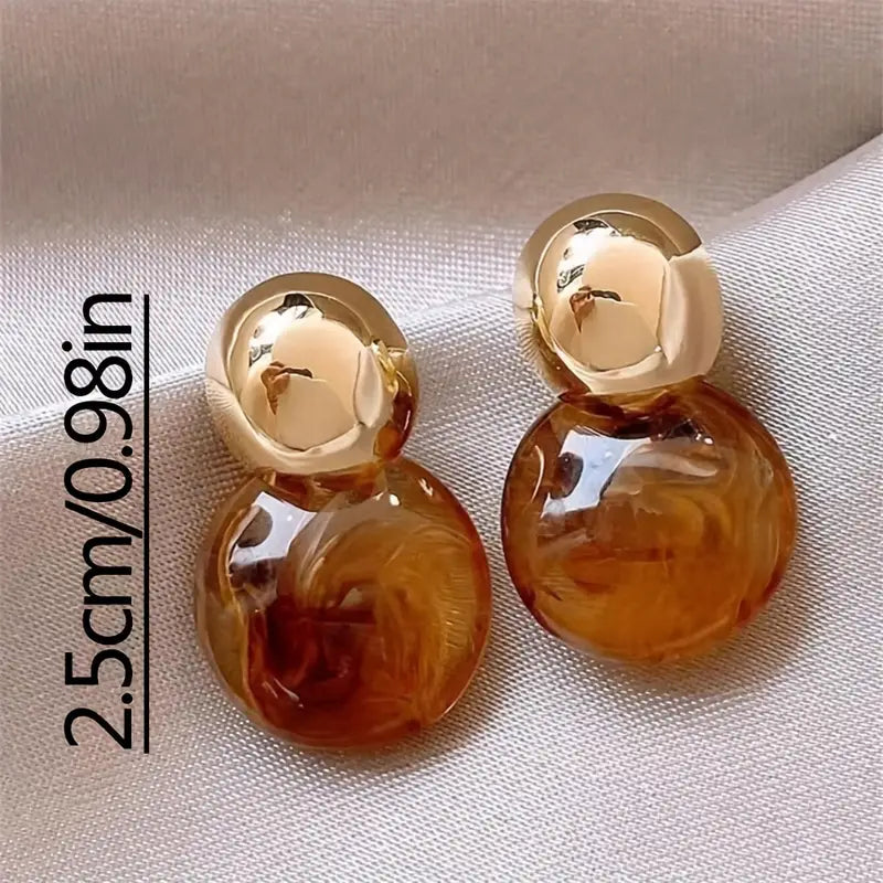 Boucles d'oreilles pendantes Aurélie Amber en or