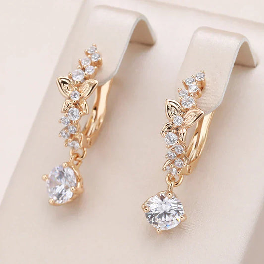 Boucles d'oreilles pendantes en or Zircon
